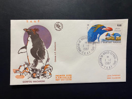 Enveloppe 1er Jour "Faune Antarctique - Le Gorfou Macaroni" - 01/01/1987 - 124 - TAAF - Saint Paul - Oiseaux - FDC