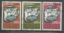 0589-SERIE COMPLETA CHIPRE 1974 Nº 401/403 MONEDAS ANTIGUAS ARQUEOLOGÍA NUMISMÁTICA. - Used Stamps