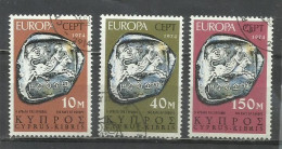 0591-SERIE COMPLETA CHIPRE 1974 Nº 401/403 MONEDAS ANTIGUAS ARQUEOLOGÍA NUMISMÁTICA. - Used Stamps