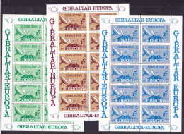 1979 Gibilterra Gibraltar EUROPA CEPT EUROPE 10 Serie Di 3v. MNH** In Minifoglio 3 Minisheets Storia Postale - 1979