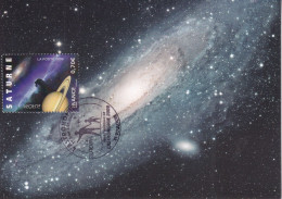 SATURNE Galaxie D'Andromède Avec Le Timbre - Ruimtevaart