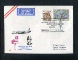 "OESTERREICH" 1964, AUA-Erstflugbrief "Innsbruck-Paris" (L0080) - Primeros Vuelos