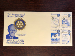 SWAZILAND FDC COVER 1980 YEAR ROTARY HOSPITAL HEALTH MEDICINE STAMPS - Swaziland (1968-...)