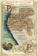 GABON , Carte Géographique De La Chocolaterie D'Aiguebelle. Publicidad Chocolates - Gabon