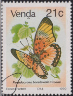 1990 Venda ° Mi:ZA-VD 213, Sn:ZA-VD 217, Yt:ZA-VD 213, Sg:ZA-VD 211,Schmetterling (Pseudacraea Boisduvali) - Venda