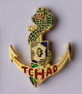 P98 Pin's Armée Militaire RMT Régiment De Marche Du Tchad 1°Compagnie Cobra Vert Ancre Achat Immédiat - Militaria