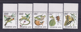 1990 San Marino Saint Marin FLORA E FAUNA Serie Di 5 Valori MNH**  FLORA AND FAUNA - Nuevos