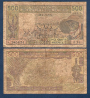 500 Francs CFA, 1989 A, Cote D' Ivoire, E.21, A 480854, Oberthur, P#_06, Banque Centrale États De L'Afrique De L'Ouest - Stati Dell'Africa Occidentale