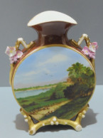 -JOLI VASE NAPOLEON III PORCELAINE FORME ORIGINALE Décors Peints FLEURS  E - Andere & Zonder Classificatie