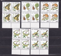 1990 San Marino Saint Marin FLORA E FAUNA 4 Serie Di 5 Valori In Quartina MNH** FLORA AND FAUNA Block 4 - Nuovi