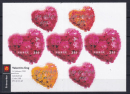 MiNr. 1277 Norwegen       1998, 9. Febr. Valentinstag. Odr., Folienblatt - Postfrisch/**/MNH - Unused Stamps