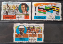 Montreal Canada Olympic 1976 USED Tanzania Kenya Akii Bua 400 M Hurdles Gold Meddle 1972 Munich Flag Uganda Filbert Bayi - Verano 1976: Montréal