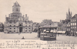 486852Delft, Markt Met Stadhuis. 1906, (rechtsboven, Linksonder Een Kleine Vouw) - Delft