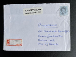 NETHERLANDS 1988? REGISTERED LETTER 'T HARDE TO UTRECHT 01-11-1988? NEDERLAND AANGETEKEND - Cartas & Documentos