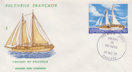 Enveloppe   FDC   1er  Jour   POLYNESIE      Voiliers  En  Polynésie    1977 - FDC