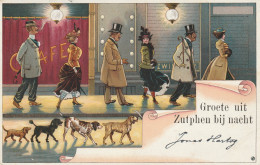 489011Zutphen, Groete Uit Zutphen Bij Nacht. (Poststempel 1904.) (Kleine Vouw 3e Hond Van Links)  - Zutphen