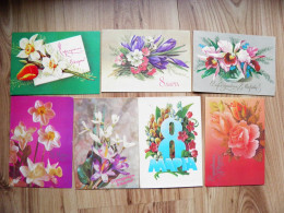 7 Cards Stamped Postal Stationery Post Card Ussr Flowers 8 March Women Day - Briefe U. Dokumente