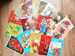 20 Cards Stamped Postal Stationery Post Card Ussr Flowers 8 March Women Day Greetings - Cartas & Documentos