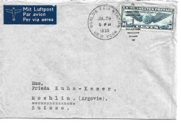 United States -  Airmail Cover Sent To Switzerland  1939.  H-2040 - 1c. 1918-1940 Brieven