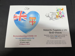 19-3-2024 (3 Y 28) COVID-19 4th Anniversary - Fiji - 19 March 2024 (with OZ Stamp) - Disease