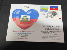 19-3-2024 (3 Y 28) COVID-19 4th Anniversary - Haiti - 19 March 2024 (with Haiti UN Flag Stamp) - Disease