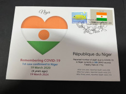 19-3-2024 (3 Y 28) COVID-19 4th Anniversary - Niger - 19 March 2024 (with Niger UN Flag Stamp) - Disease
