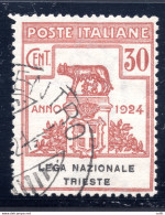 Parastatali N. 44 Cent. 30 Lega Nazionale Trieste Usato - Ongebruikt
