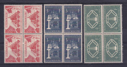 1956 Lussemburgo Luxembourg CECA Comunità Europea Carbone E Acciaio 4 Serie Di 3v. (511/13) MNH** In Quartina Block 4 - 1956