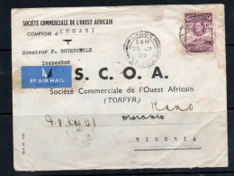 GOLD COAST - 1939- IMPERIAL AIRWAYS  TO NIGERIA WITH KANO  BACKSTAMP - Côte D'Or (...-1957)
