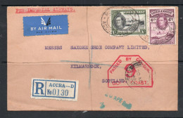 GOLD COAST - 1940- IMPERIAL AIRWAYS  REGISTERED COVER TO SCOTLAND VIA KHARTOUM ,CENSORED  - Gold Coast (...-1957)