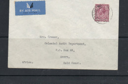 GB - 1937 - IMPERIAL AIRWAYS  COVER UK TO  GOLD COAST   BY KS15 WITH ACCRA BACKSTAMP - Ficción & Especimenes