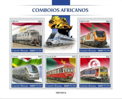 Guinea Bissau 2021, Trains Of Africa I, Elephant, Giraffes, Lion, Snake, 5val In BF - Giraffen