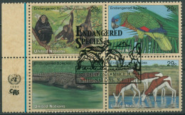 UNO New York 1994 Gefährdete Tiere Schimpanse Krokodil 663/66 ZD Gestempelt - Used Stamps