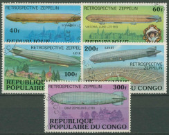 Kongo (Brazzaville) 1977 Zeppelin-Luftschiffe 577/81 A Gestempelt - Usados