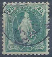 Stehende Helvetia 67Ab, 25 Rp.blaugrün  BIEMBACH     1886 - Used Stamps