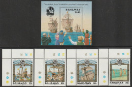 THEMATIC HISTORY:  DISCOVERY OF THE NEW WORLD BY CHRISTOPHER COLUMBUS.  CARAVELS AND NATIVES    4v+BF      -  BAHAMAS - Andere & Zonder Classificatie