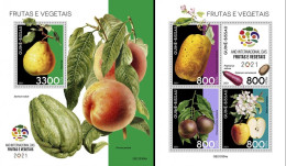 Guinea Bissau 2021, Year Of Fruits And Vegetables, 4val In BF +BF - Fruits