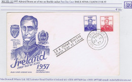 Ireland 1957 Admiral Brown Set Of 2, Illustrated Staehle Cachet First Day Cover, Clear Cds 23 IX 57 - FDC