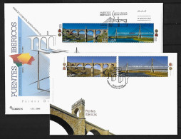 2006 Joint Portugal And Spain, BOTH OFFICIAL FDC'S WITH 2 STAMPS: Iberian Bridges - Emissions Communes