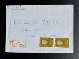 NETHERLANDS 1975 REGISTERED LETTER GOUDA TOLLENSSTRAAT TO LEIDEN 14-01-1975 NEDERLAND AANGETEKEND - Cartas & Documentos