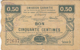 50 C Avesnes Et Communes Adhérentes Emission Garantie Série 3 - JP.59-188 - Bons & Nécessité