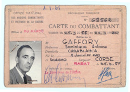CARTE DE COMBATTANT N°68562-CASABLANCA MAROC 1955 - Documenti
