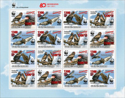 Guinea Bissau 2021, WWF, Eagles, Overp. Red, 16val In Sheetlet - Unused Stamps