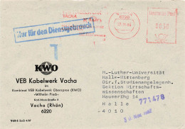 DDR Dienst Brief - Nur Für Den Dienstgebrauch - Asf KWO VEB Kabelwerk Vacha 1987 - Zentraler Kurierdienst