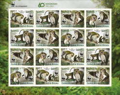 Guinea Bissau 2021, WWF, Monkey, Overp. Green, 16val In Sheetlet IMPERFORATED - Guinea-Bissau