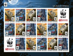 Guinea Bissau 2021, WWF, Galago, Overp. Red, 16val In Sheetlet IMPERFORATED - Unused Stamps