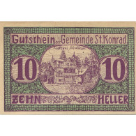 Billet, Autriche, ST KONRAD, 10 Heller, Chalet, 1920, SPL, Mehl:FS 899 - Autriche