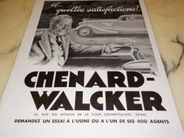 ANCIENNE PUBLICITE  SATISFACTIONS AUTOMOBILE CHENARD & WALCKER  1936 - Voitures