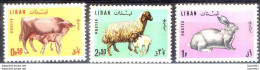 D2859  Farm - Rabbits - Cows - Lambs - Liban Yv 256-58 - No Gum - 1,15 . (3) - Hoftiere
