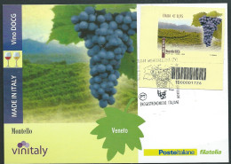 Italia 2016; Cartolina Maximum Montello: Con Montello DOCG A Barre, FDC Speciale "Montello DOCG". - Code-barres